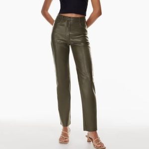 LIKE NEW Wilfred Melina Dark Olive Faux Leather Pants